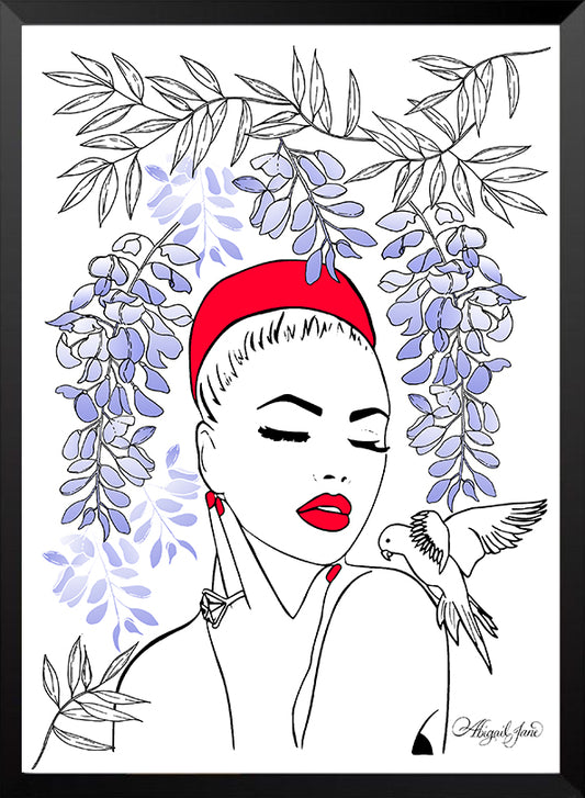 Whimsical Wisteria Thoughts Fashion Illustration