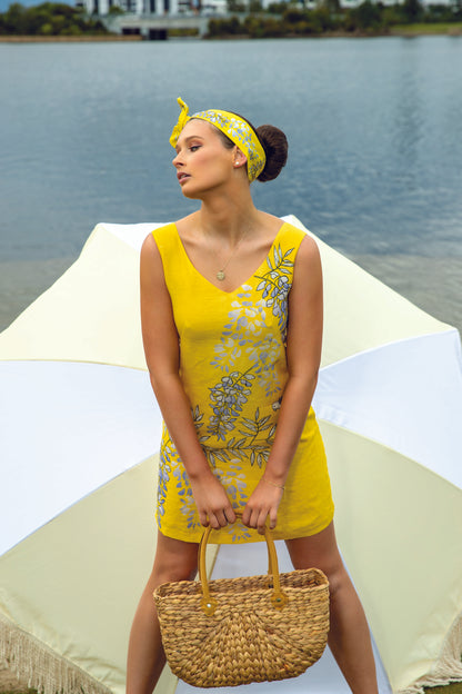 Wisteria & Lorikeet V Neckline Sleeveless Shift Dress
